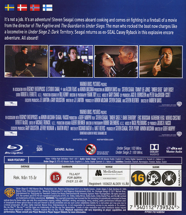 UNDER SIEGE 1-2 (Kaappaus merellä/Kaappaus raiteella) (2 disc) - Blu-ray UNDER SIEGE 1-2 (Kaappaus merellä/Kaappaus raiteella) (2 disc) - Blu-ray